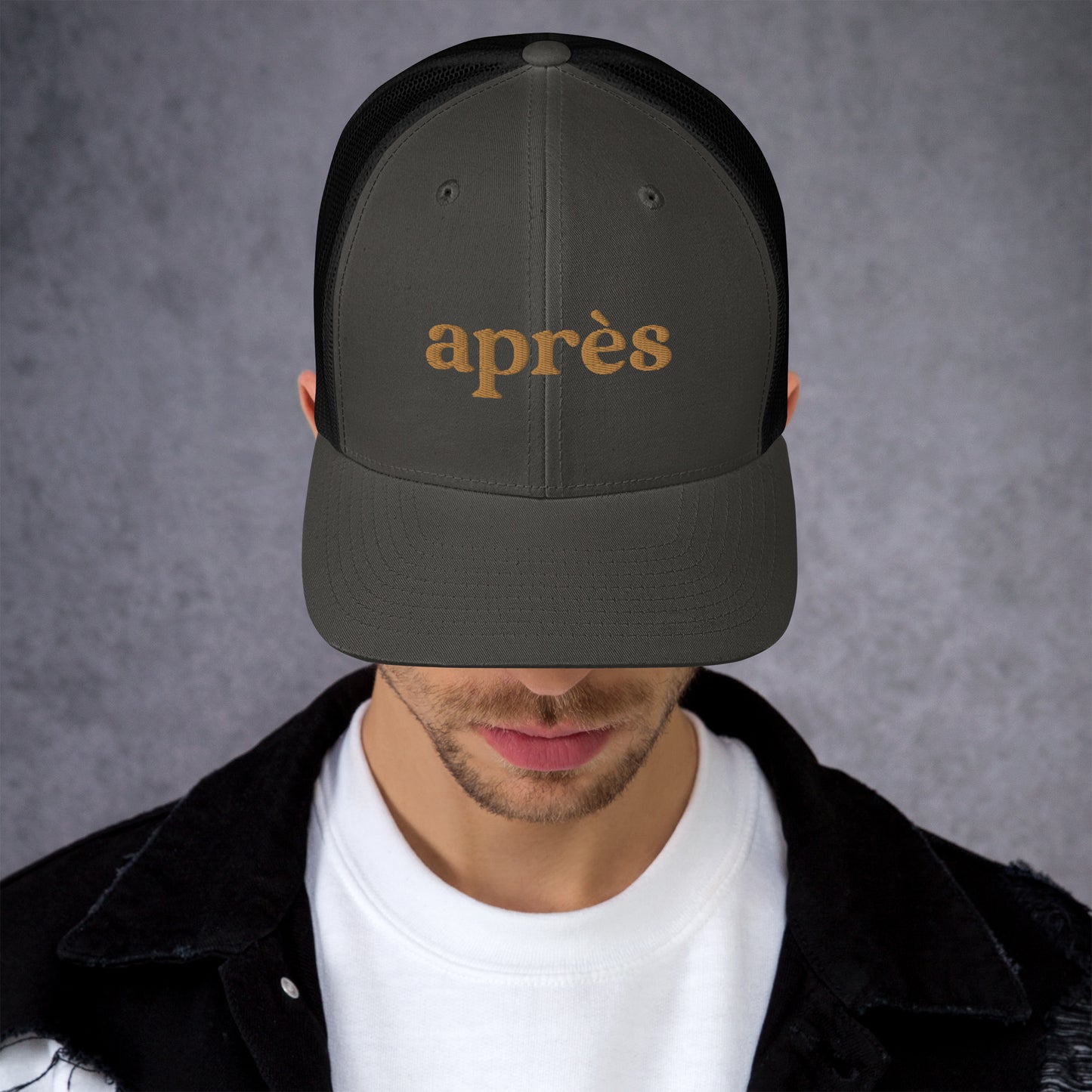 Apres Gold Embroidered Trucker Hat